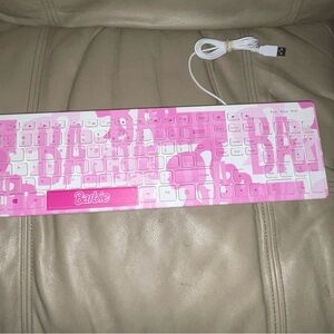 Barbie Pink and White USB Keyboard Cute Fashion Windows Full Size Fun Collectors